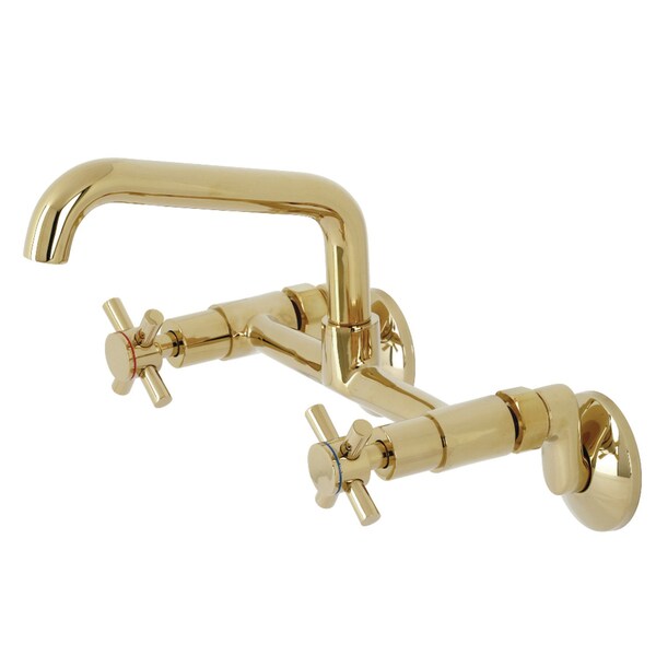 Kingston Brass KS423PB Concord Two-Handle Wall-Mount Kitchen Faucet, Polished Brass KS423PB - main